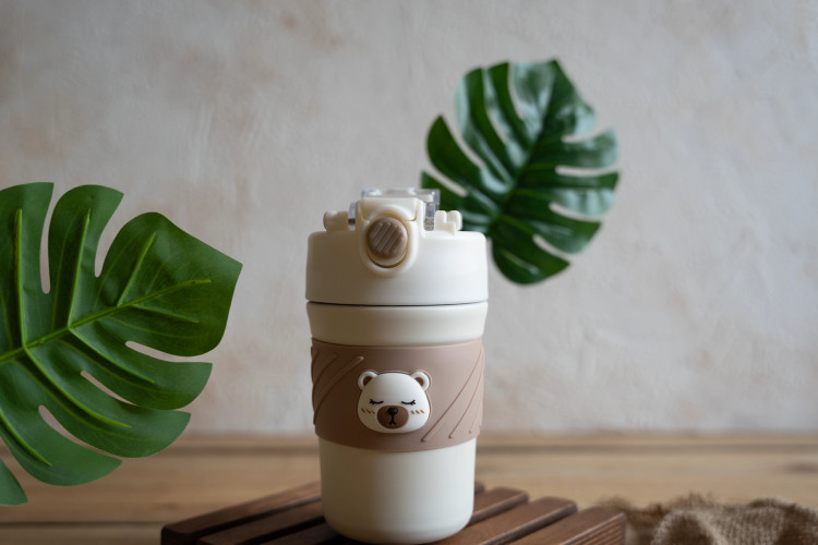 تراول ماگ تدی سفید قهوه ای