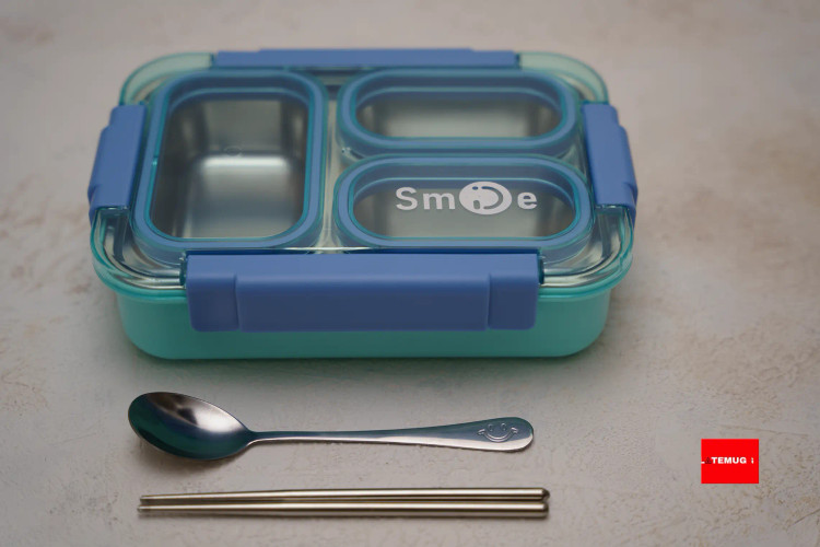 ظرف غذای استیل واشردار آبی