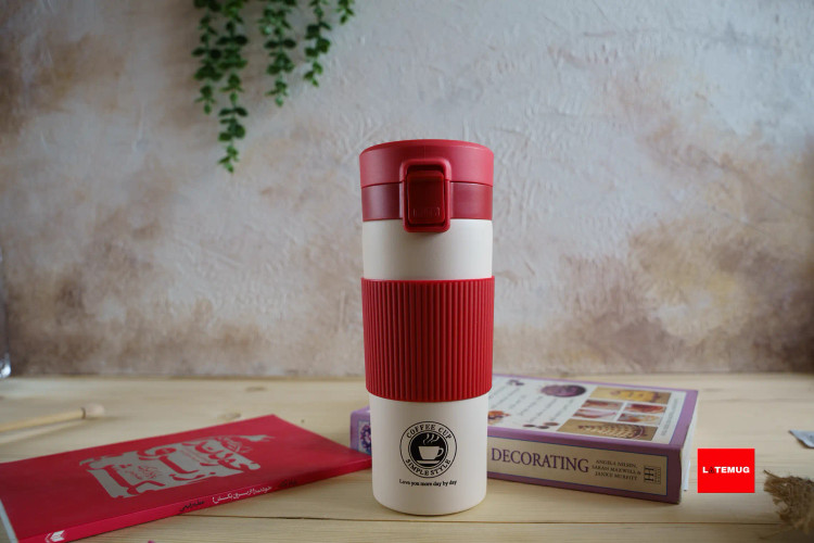 تراول ماگ قفلی درجه دار سفید قرمز