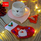 ماگ گریه سرامیکی با زیره قلبی صورتی