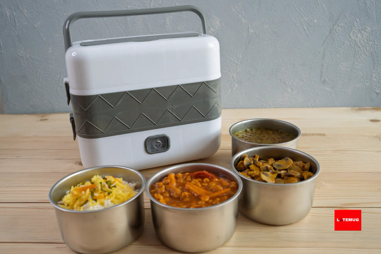 ظرف غذای دوطبقه برقی با توان ۲۰۰وات با چهار کاسه استیل
