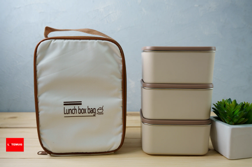 ظرف غذا(لانچباکس)سه تیکه کیف دار(بگ دار) مستطیلی
