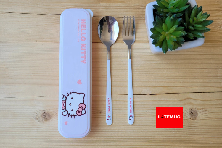 ست قاشق و چنگال استیل طرح کیتی همراه با پک