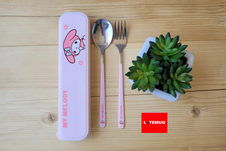 ست قاشق و چنگال استیل طرح ملودی همراه با پک