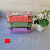 ظرف غذای سه خانه داخل استیل کاسه دار واشر جدا دارای ۴قفل لولایی اطراف ظرف هست