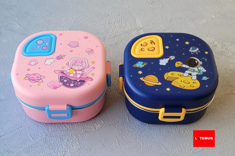 ظرف غذای یک و نیم طبقه فضانورد در دو رنگ صورتی و سرمه ای