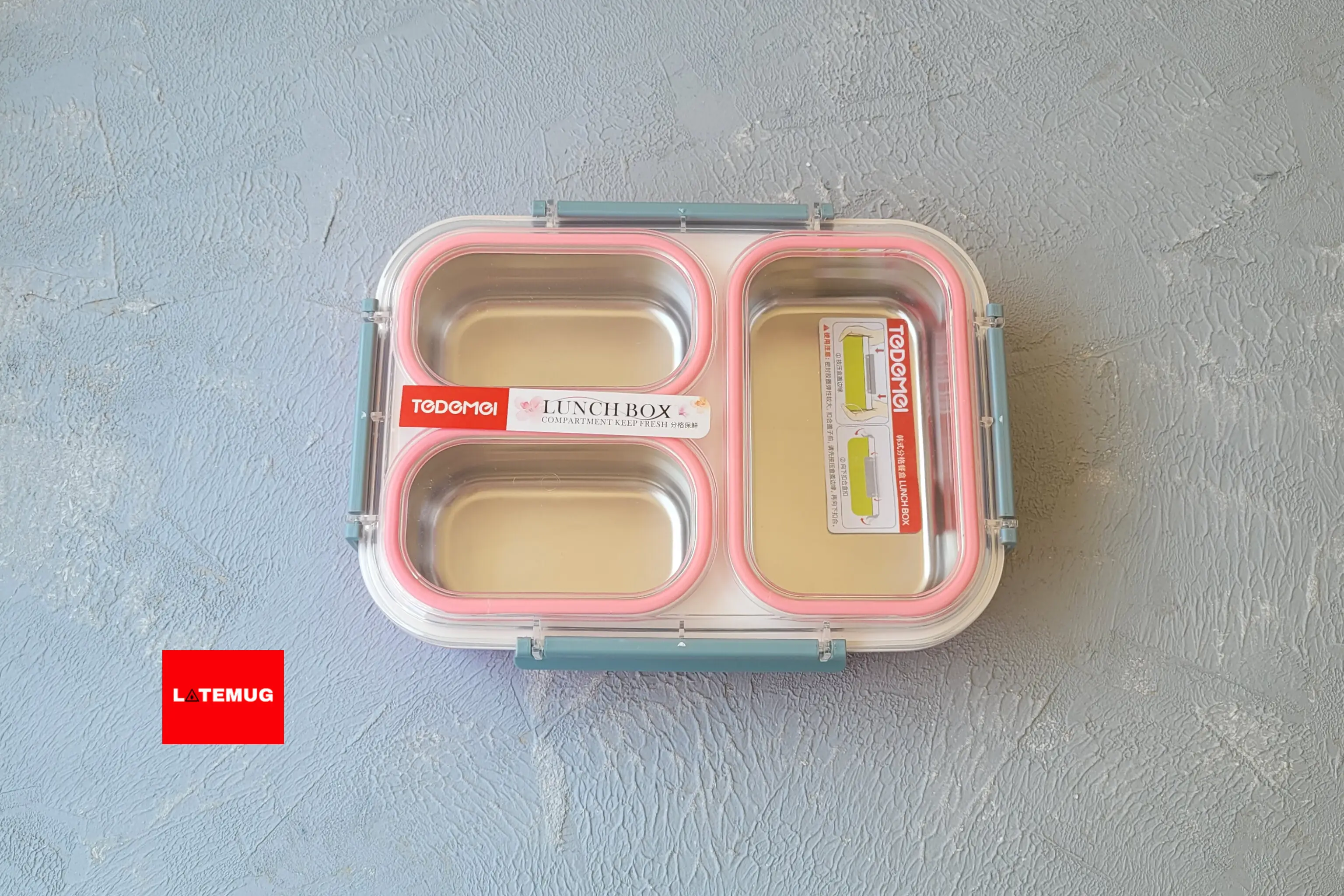 ظرف غذای سه خانه داخل استیل واشر دار TEDEMEI