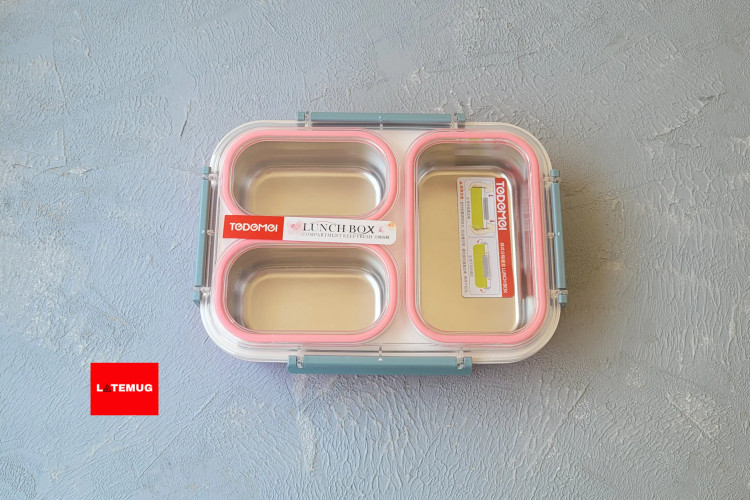 ظرف غذای سه خانه داخل استیل واشر دار TEDEMEI