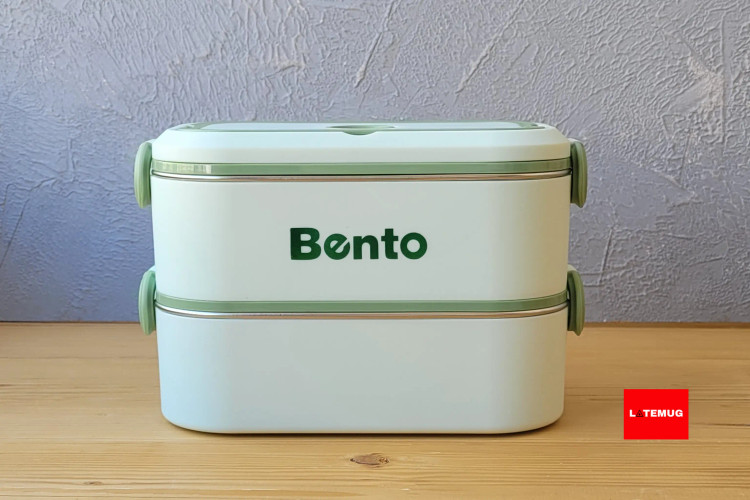 ظرف غذای دو طبقه داخل استیل بنتو رنگ سبز