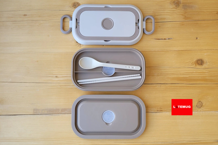 عکس دربهای ظرف غذای دو طبقه داخل استیل بنتو