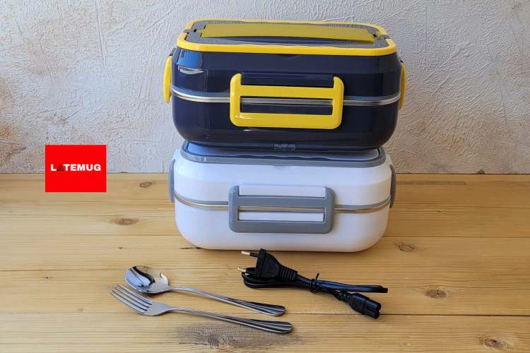 ظرف غذای برقی سه خانه 1/5لیتری در دو رنگ سفیدخاکستری و زرد سورمه ای